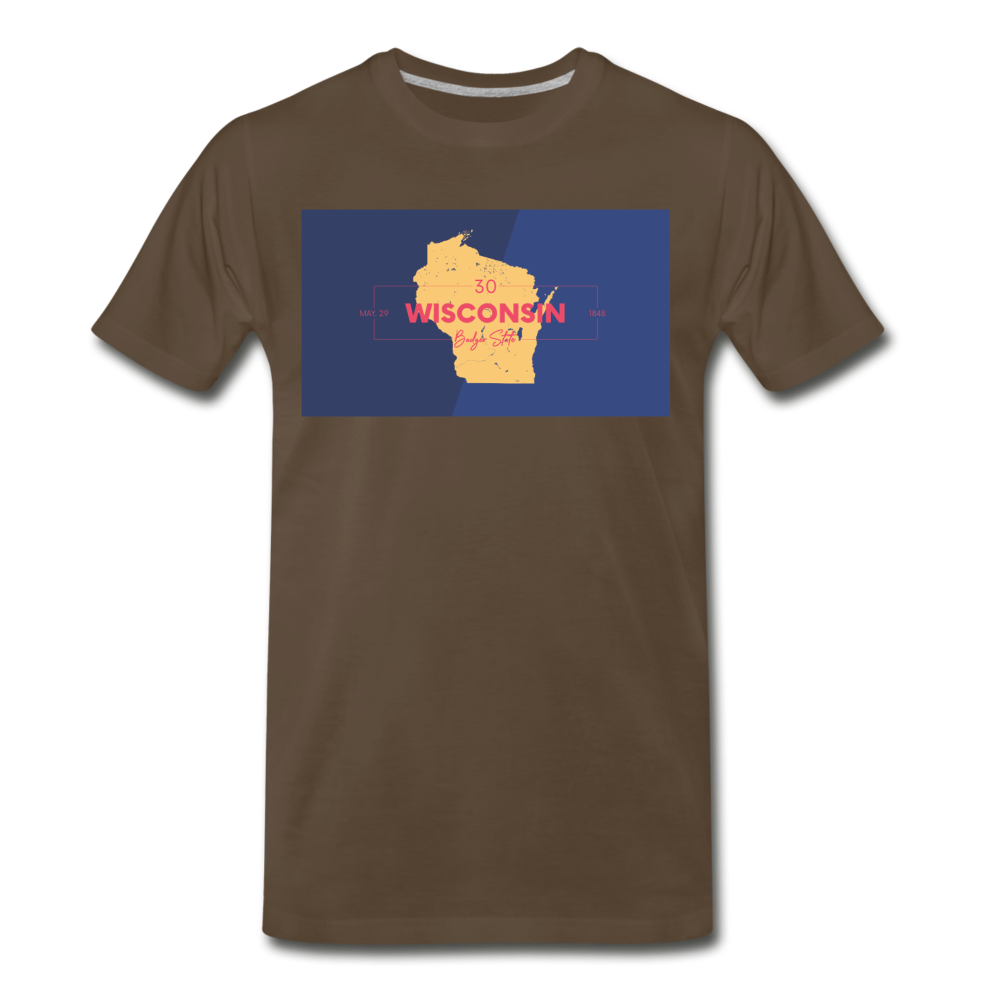 Wisconsin Info Map - Men's Premium T-Shirt - noble brown