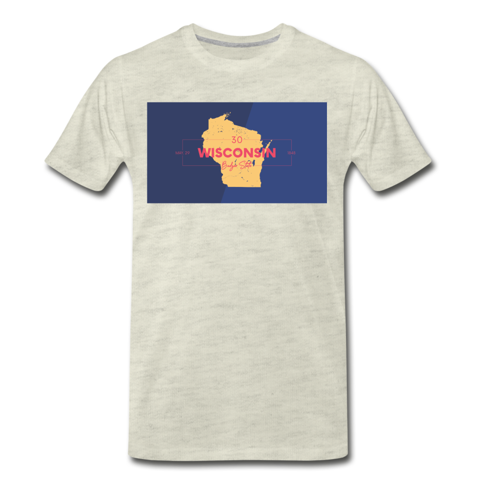 Wisconsin Info Map - Men's Premium T-Shirt - heather oatmeal