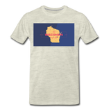 Wisconsin Info Map - Men's Premium T-Shirt - heather oatmeal