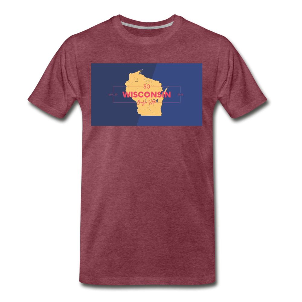 Wisconsin Info Map - Men's Premium T-Shirt - heather burgundy