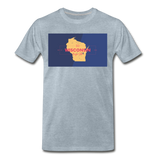 Wisconsin Info Map - Men's Premium T-Shirt - heather ice blue