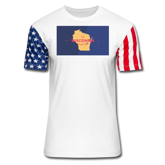 Wisconsin Info Map - Stars & Stripes T-Shirt - white