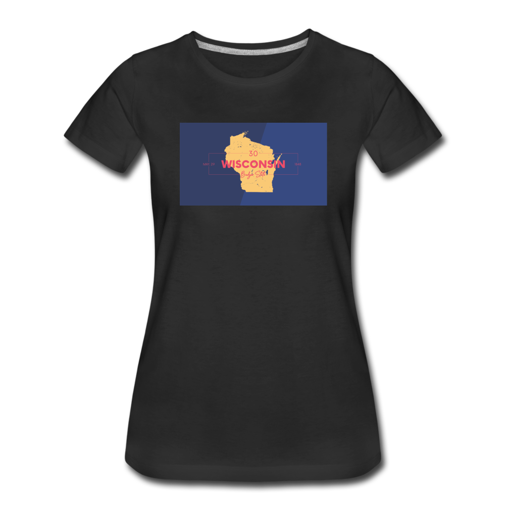 Wisconsin Info Map - Women’s Premium T-Shirt - black