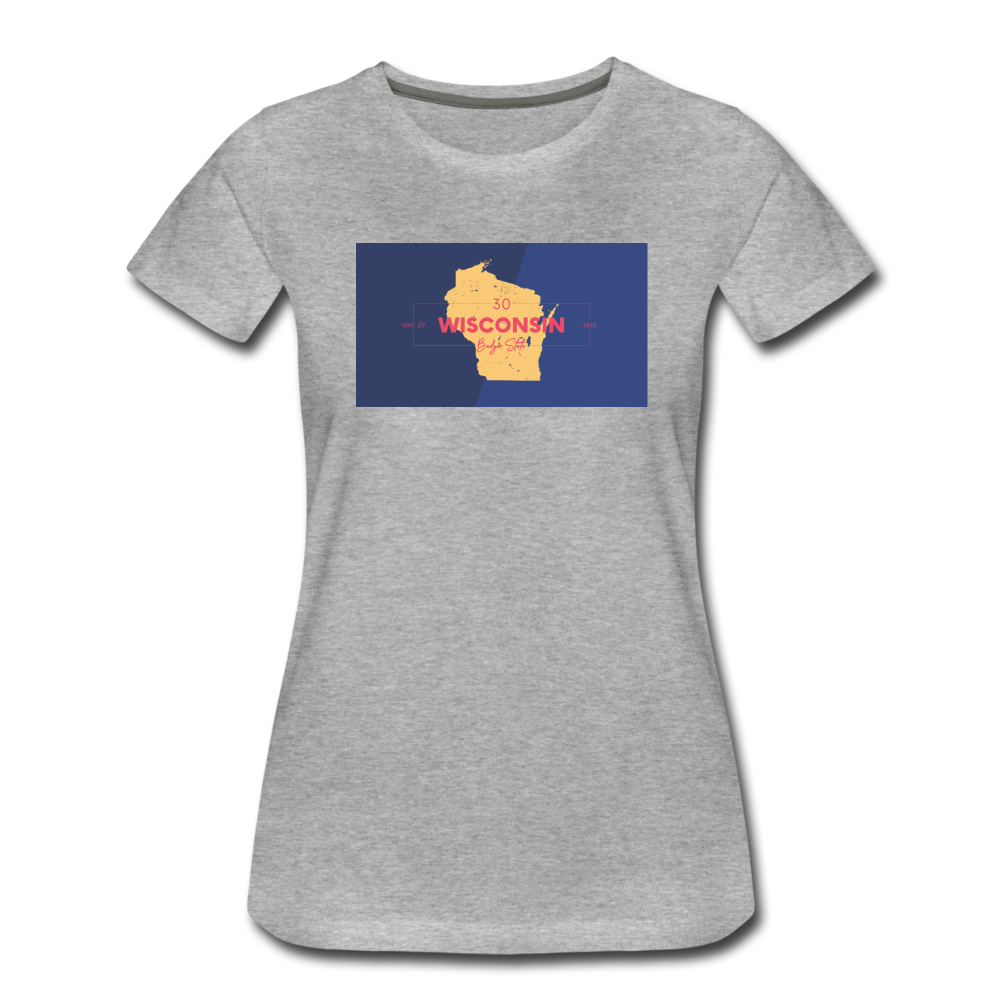 Wisconsin Info Map - Women’s Premium T-Shirt - heather gray