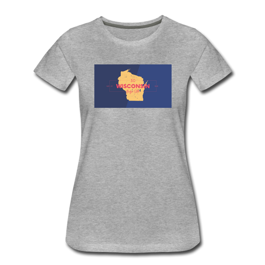 Wisconsin Info Map - Women’s Premium T-Shirt - heather gray