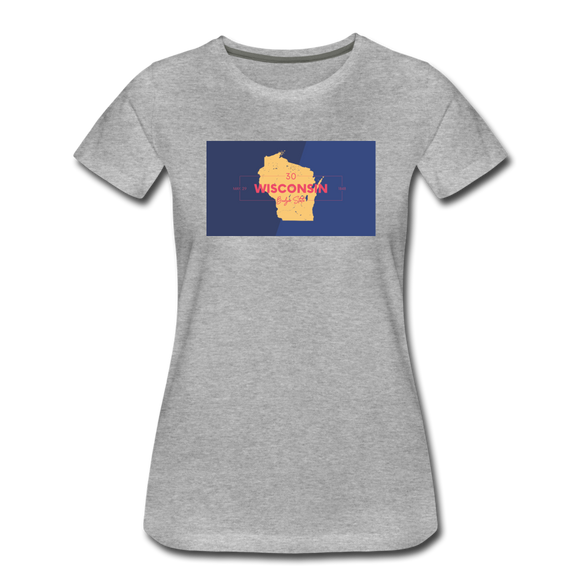 Wisconsin Info Map - Women’s Premium T-Shirt - heather gray