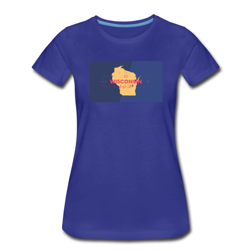 Wisconsin Info Map - Women’s Premium T-Shirt - royal blue