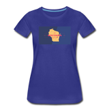 Wisconsin Info Map - Women’s Premium T-Shirt - royal blue