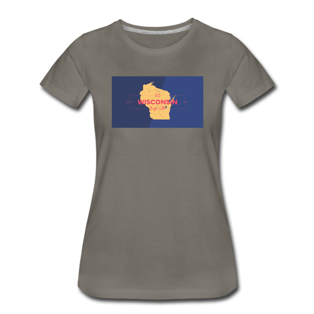 Wisconsin Info Map - Women’s Premium T-Shirt - asphalt gray