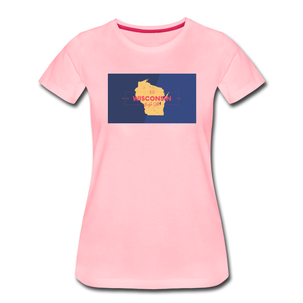 Wisconsin Info Map - Women’s Premium T-Shirt - pink