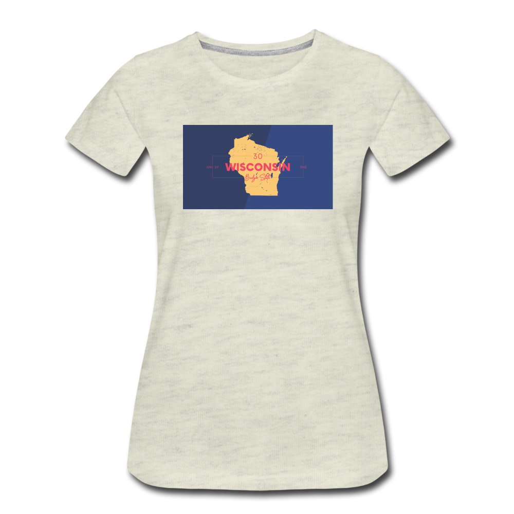 Wisconsin Info Map - Women’s Premium T-Shirt - heather oatmeal