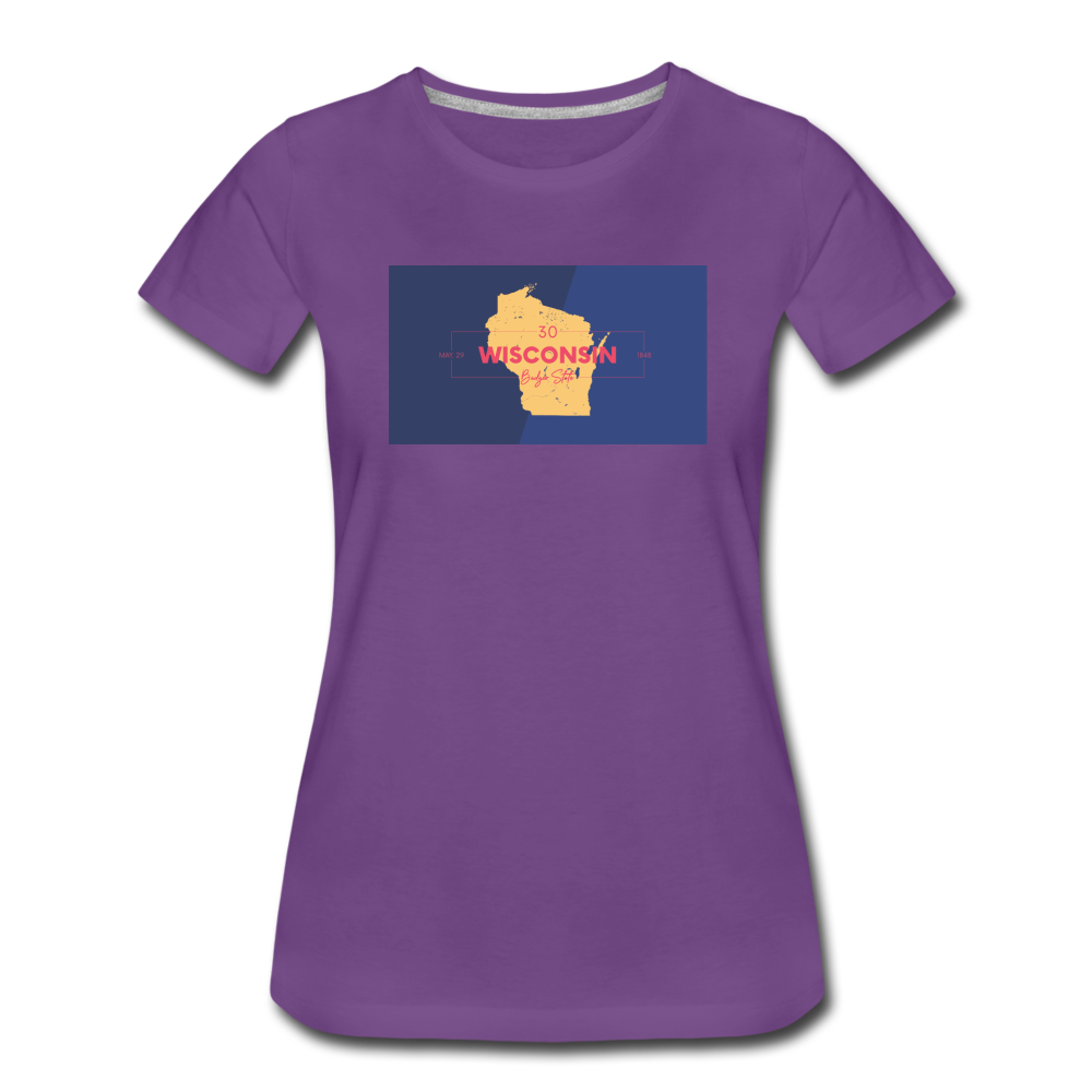 Wisconsin Info Map - Women’s Premium T-Shirt - purple