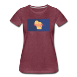 Wisconsin Info Map - Women’s Premium T-Shirt - heather burgundy