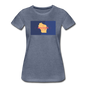 Wisconsin Info Map - Women’s Premium T-Shirt - heather blue