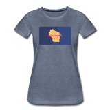 Wisconsin Info Map - Women’s Premium T-Shirt - heather blue