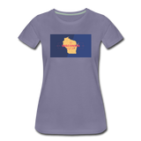 Wisconsin Info Map - Women’s Premium T-Shirt - washed violet