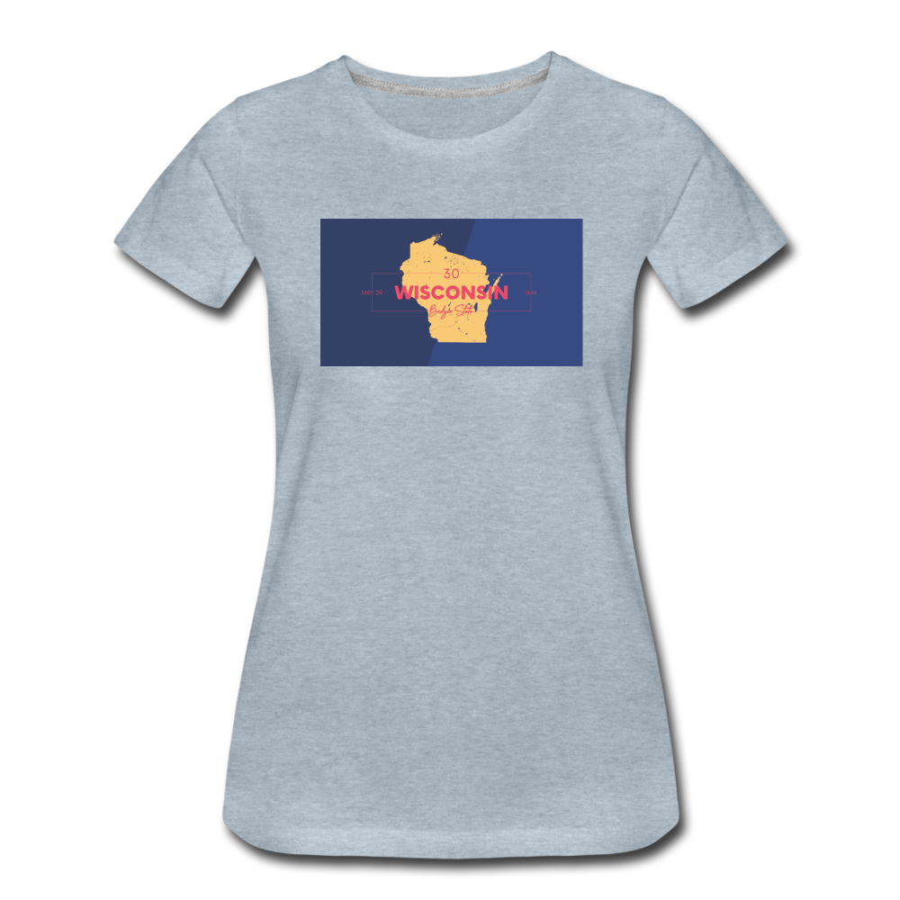 Wisconsin Info Map - Women’s Premium T-Shirt - heather ice blue