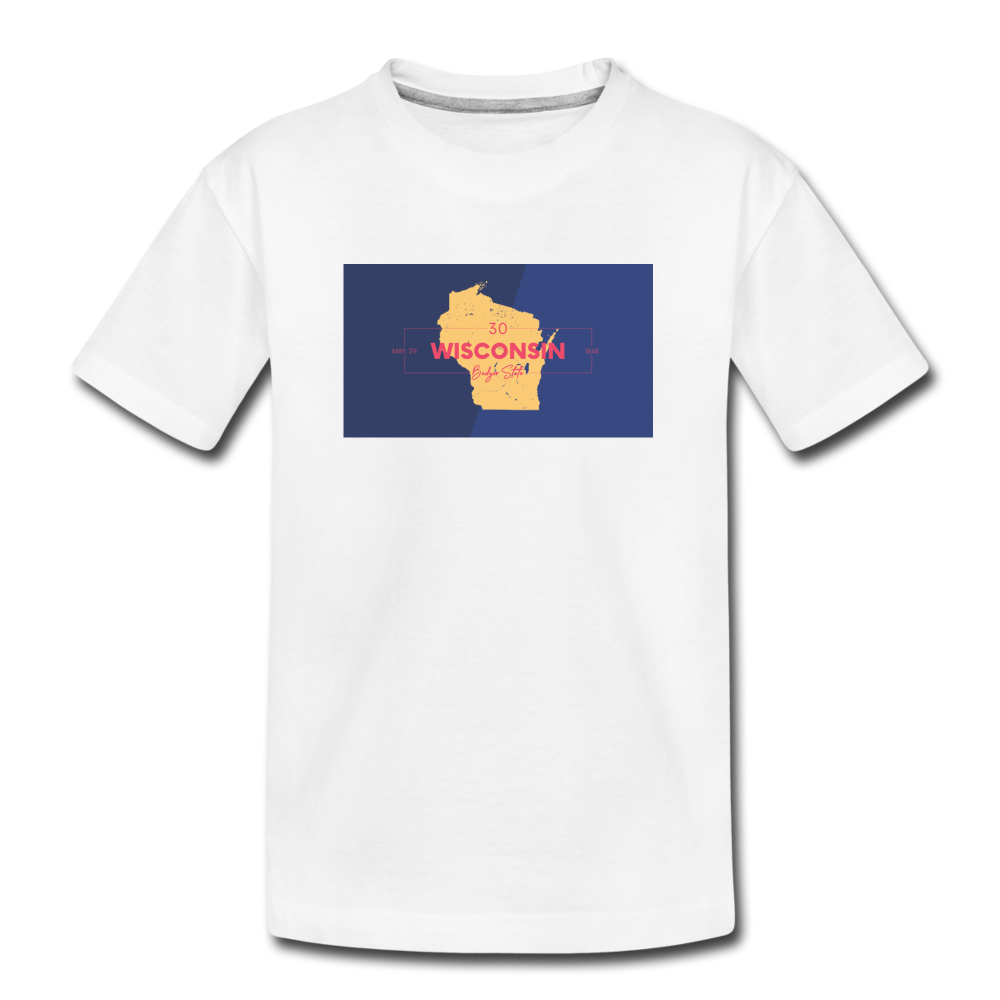 Wisconsin Info Map - Kids' Premium T-Shirt - white