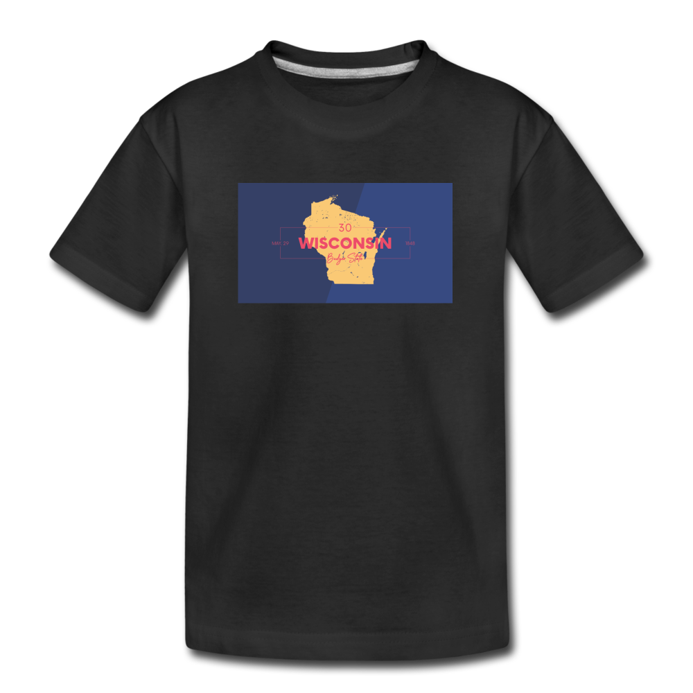 Wisconsin Info Map - Kids' Premium T-Shirt - black