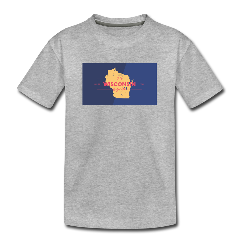 Wisconsin Info Map - Kids' Premium T-Shirt - heather gray