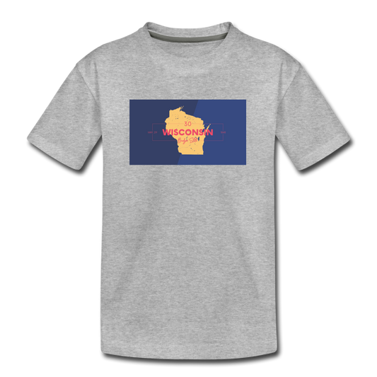 Wisconsin Info Map - Kids' Premium T-Shirt - heather gray