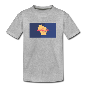 Wisconsin Info Map - Kids' Premium T-Shirt - heather gray