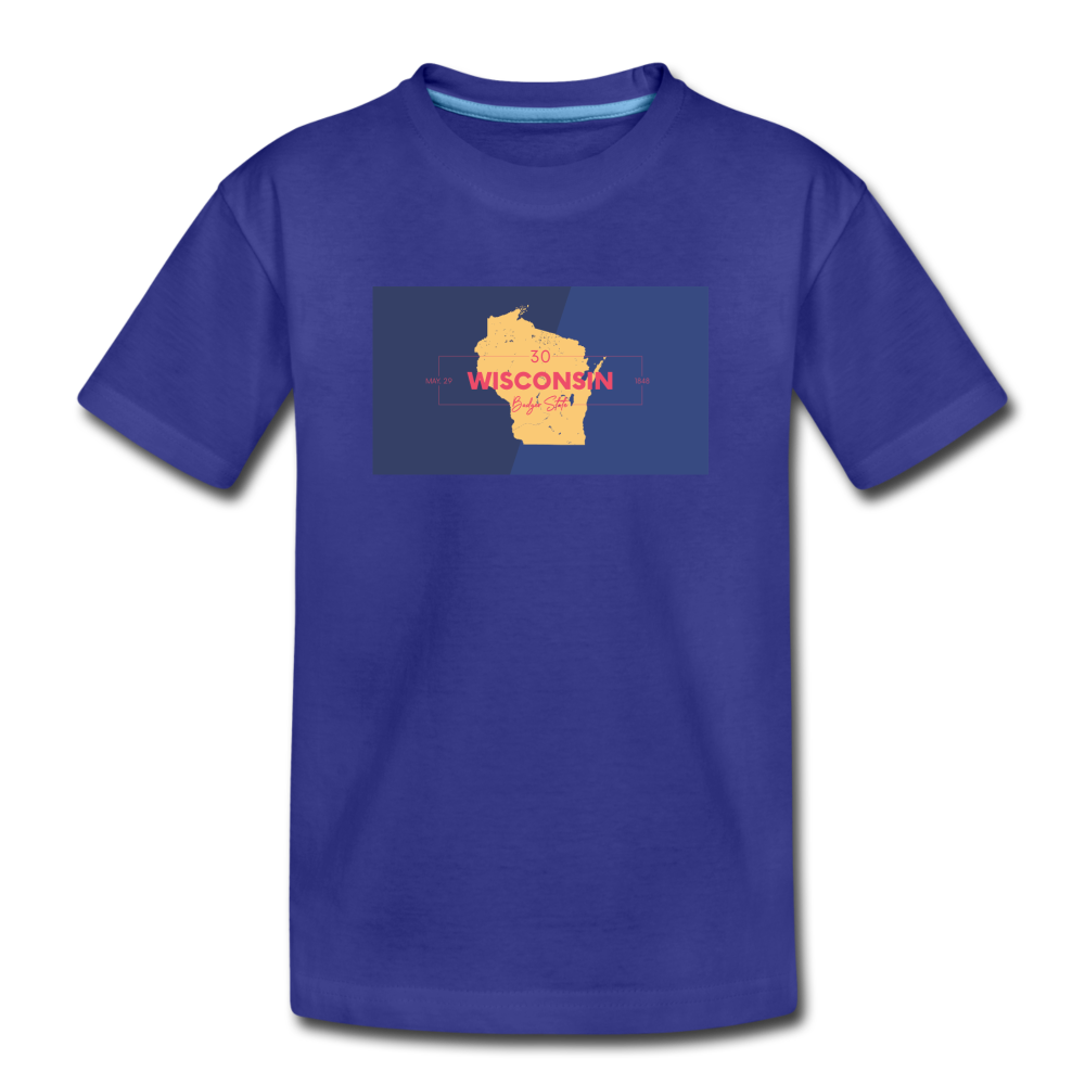 Wisconsin Info Map - Kids' Premium T-Shirt - royal blue