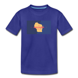 Wisconsin Info Map - Kids' Premium T-Shirt - royal blue