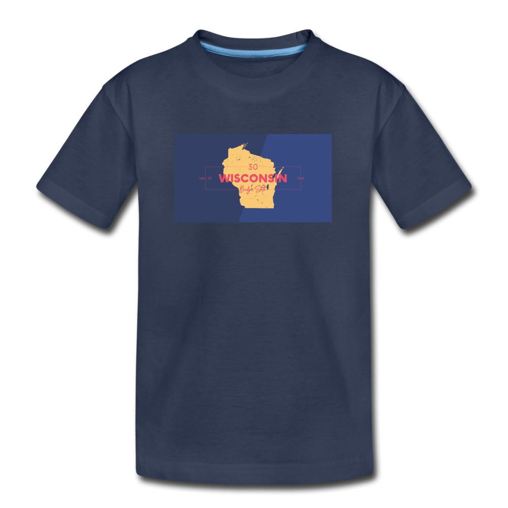 Wisconsin Info Map - Kids' Premium T-Shirt - navy