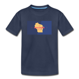 Wisconsin Info Map - Kids' Premium T-Shirt - navy