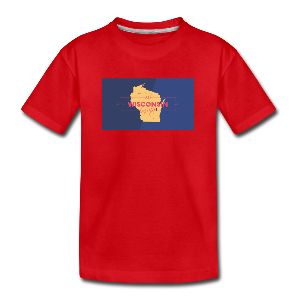 Wisconsin Info Map - Kids' Premium T-Shirt - red