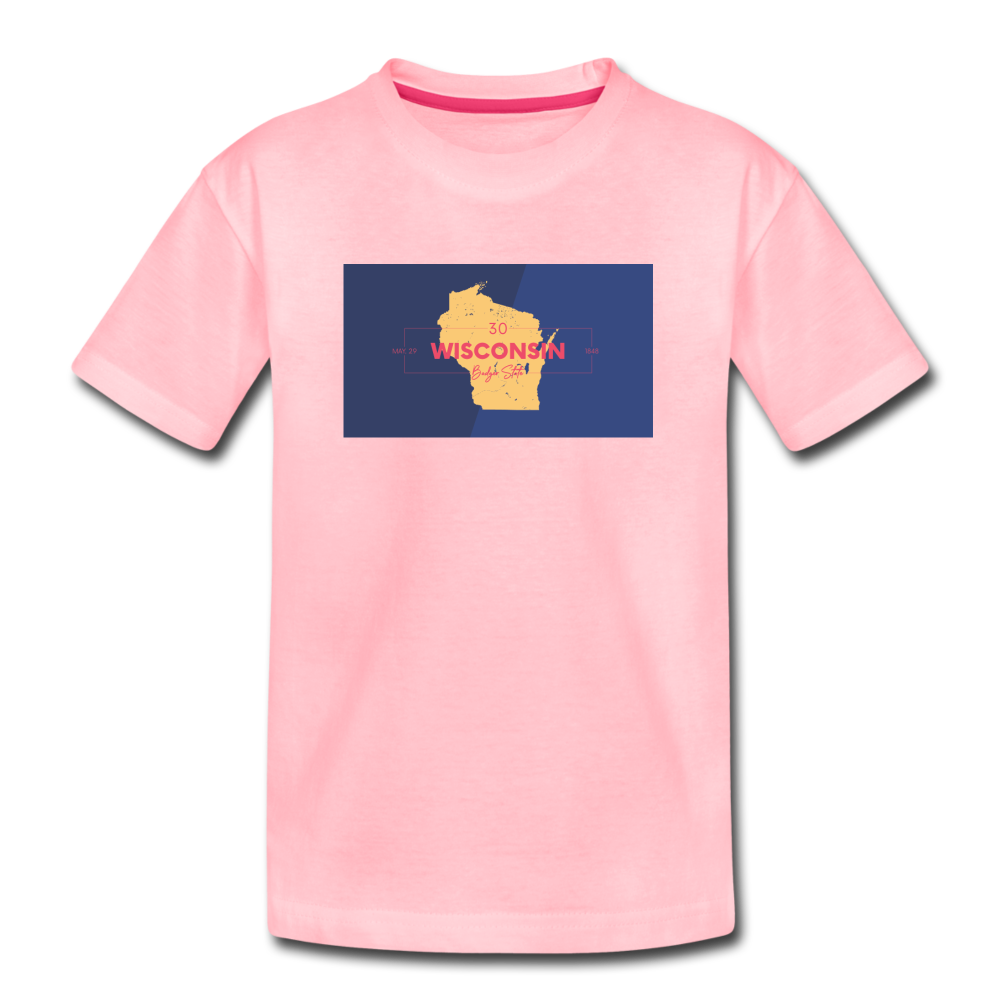 Wisconsin Info Map - Kids' Premium T-Shirt - pink