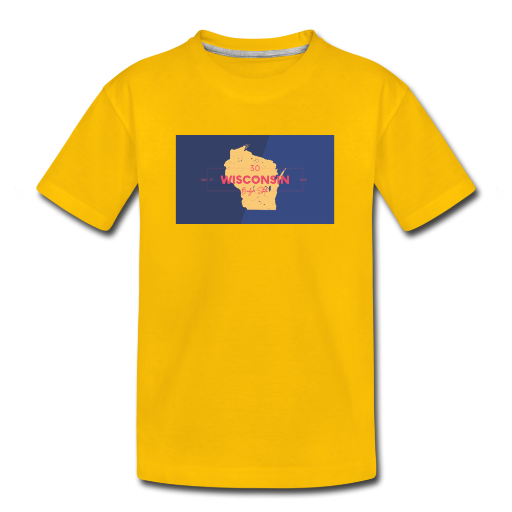 Wisconsin Info Map - Kids' Premium T-Shirt - sun yellow