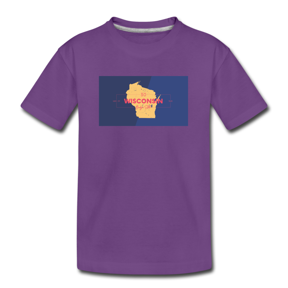 Wisconsin Info Map - Kids' Premium T-Shirt - purple