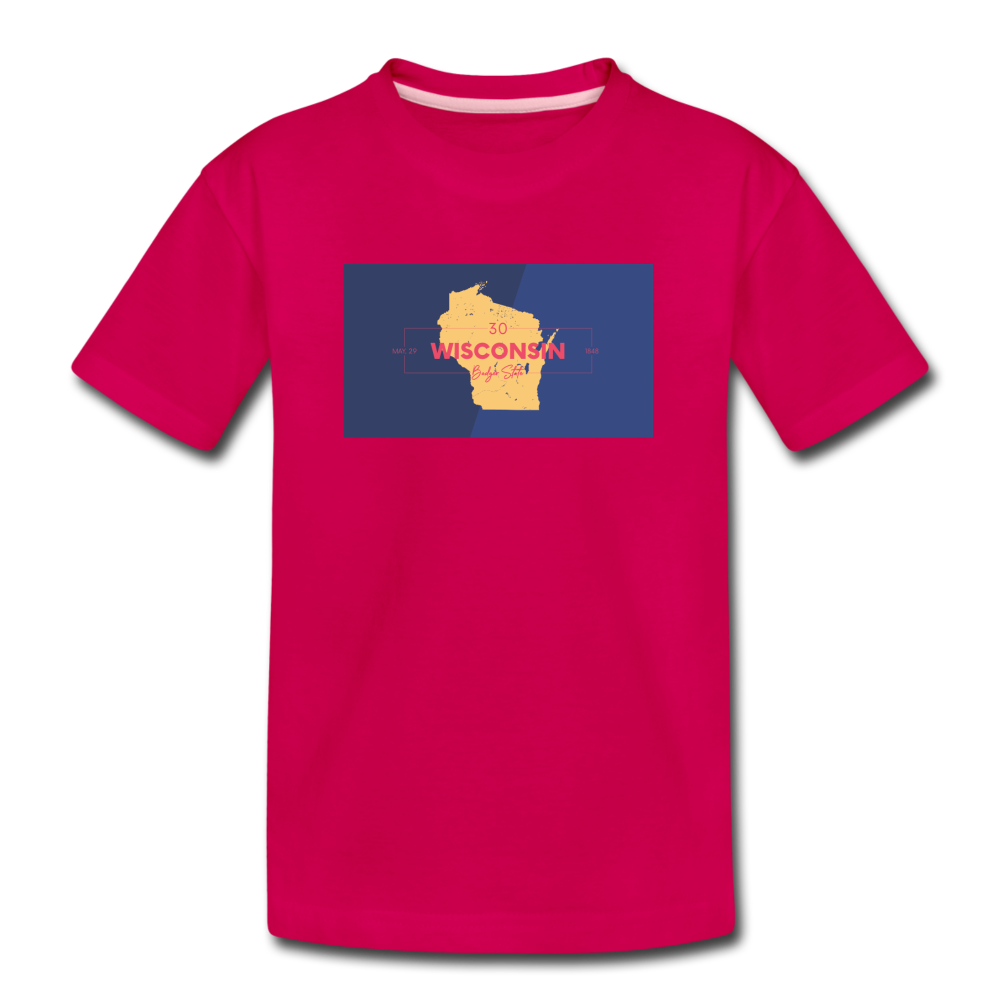 Wisconsin Info Map - Kids' Premium T-Shirt - dark pink