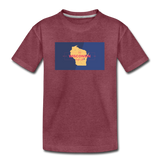Wisconsin Info Map - Kids' Premium T-Shirt - heather burgundy
