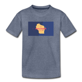Wisconsin Info Map - Kids' Premium T-Shirt - heather blue
