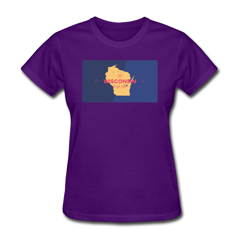 Wisconsin Info Map - Women's T-Shirt - purple