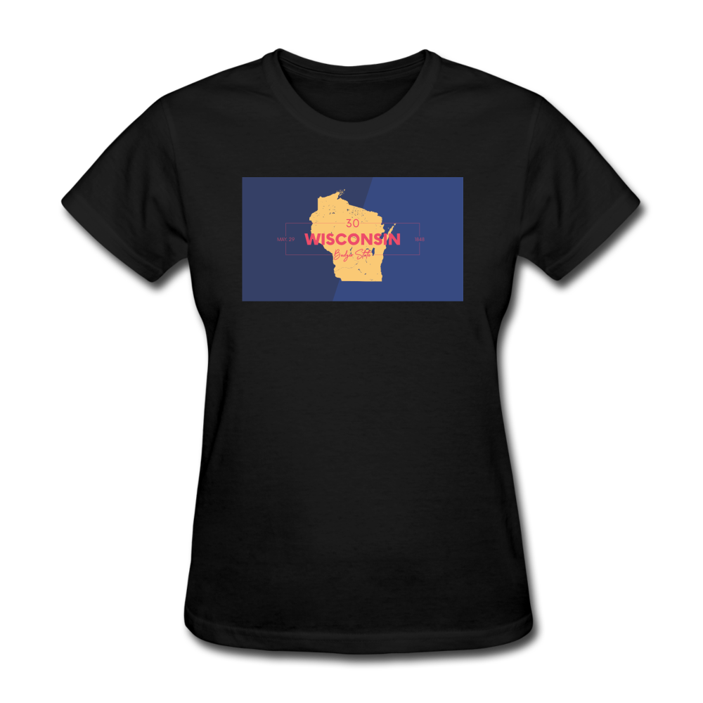 Wisconsin Info Map - Women's T-Shirt - black