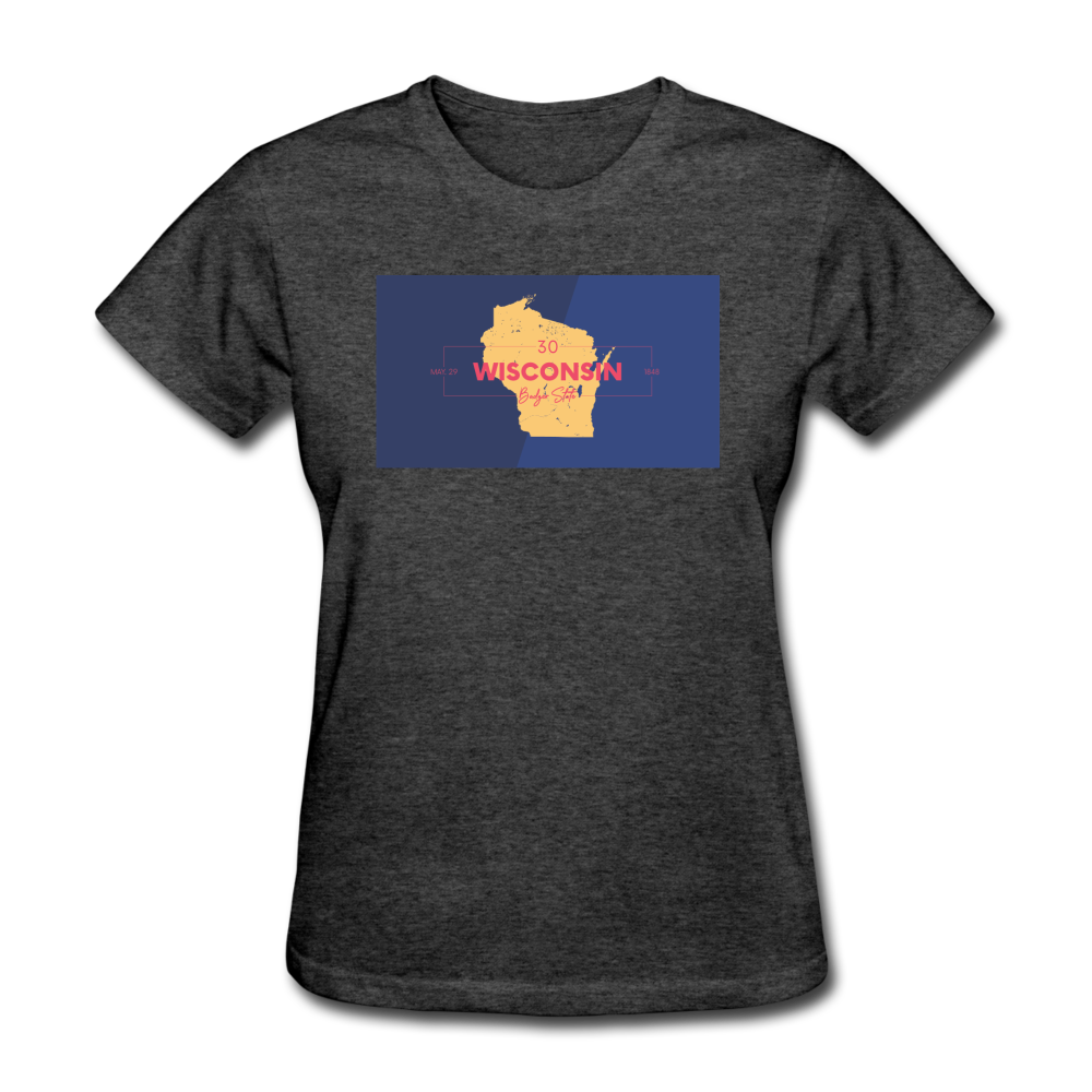 Wisconsin Info Map - Women's T-Shirt - heather black