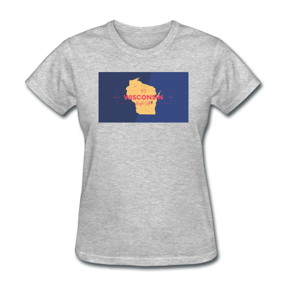 Wisconsin Info Map - Women's T-Shirt - heather gray