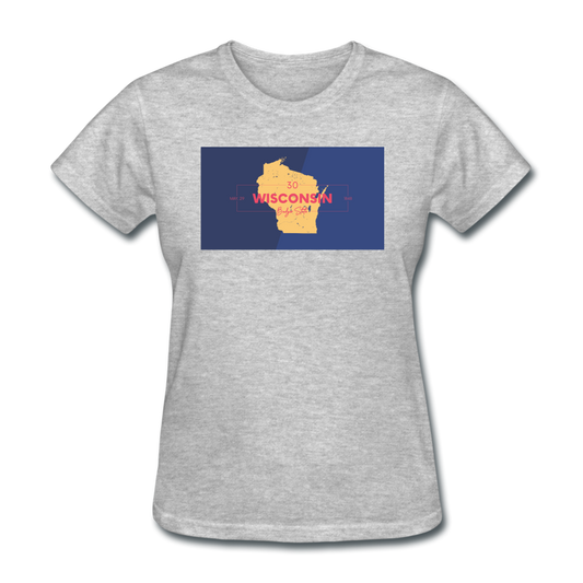 Wisconsin Info Map - Women's T-Shirt - heather gray