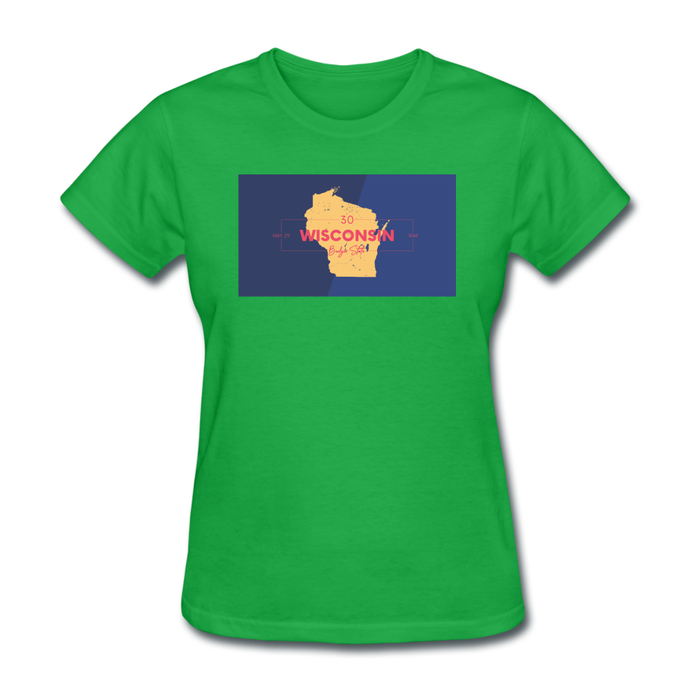 Wisconsin Info Map - Women's T-Shirt - bright green