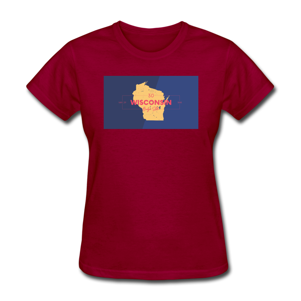 Wisconsin Info Map - Women's T-Shirt - dark red