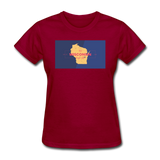 Wisconsin Info Map - Women's T-Shirt - dark red