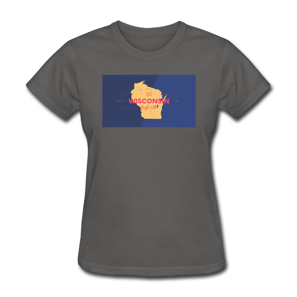 Wisconsin Info Map - Women's T-Shirt - charcoal