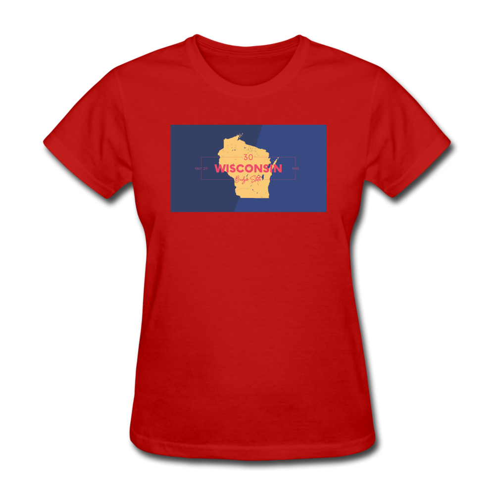 Wisconsin Info Map - Women's T-Shirt - red