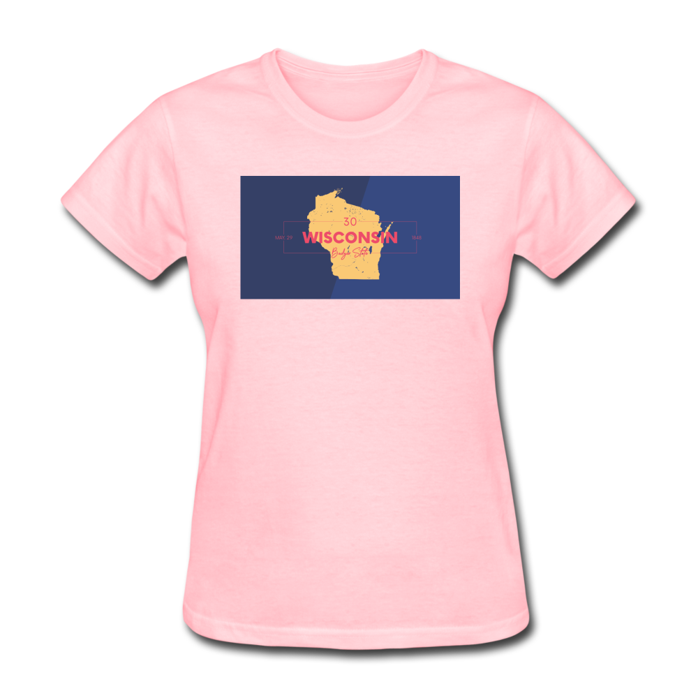 Wisconsin Info Map - Women's T-Shirt - pink