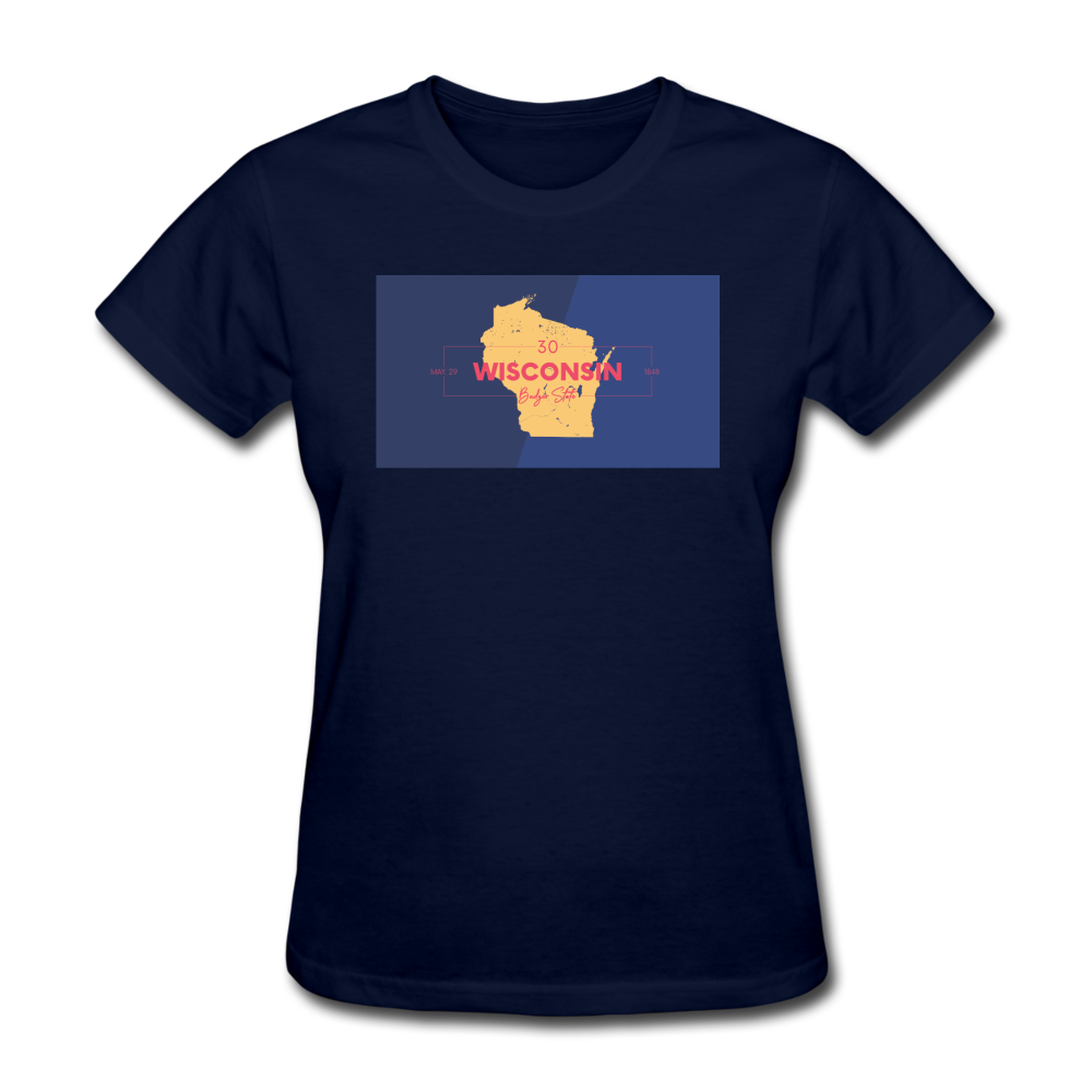 Wisconsin Info Map - Women's T-Shirt - navy