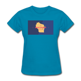 Wisconsin Info Map - Women's T-Shirt - turquoise